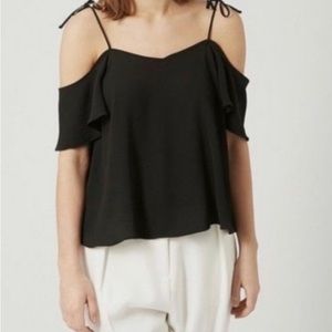Topshop Cold Shoulder Tie Strap Blouse - Size 2